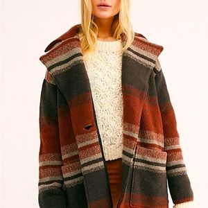Free People Size Small Luxe Striped Soft Sweater Coat